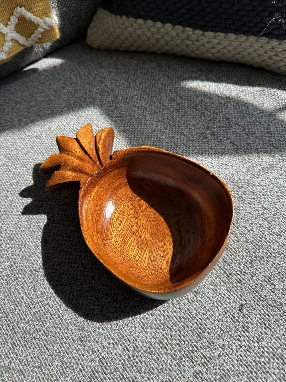 Vintage Hawaiian Monkeypod Wood Pineapple Bowl - 8" Hand Carved MCM